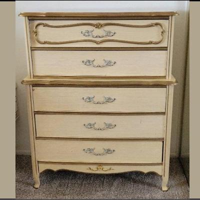 Vintage French Provincial Style Tall Chest of Drawers | 6-Drawer Dresser | Ornate Hardware