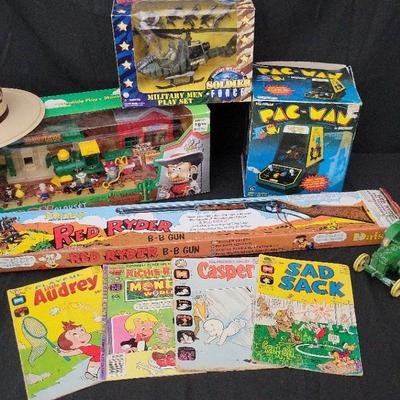 Vintage & Collectible Toys Lot – Red Ryder BB Gun, Pac-Man, Comics & More