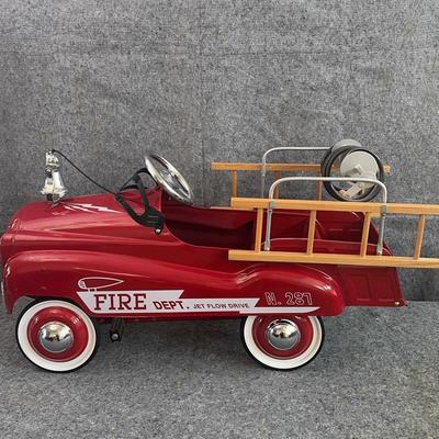 GR Glide Ride Pedal Car | Fire Truck with Bell, Ladders & Hose Reel | Jet Flow Drive 