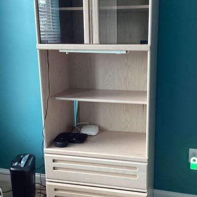 Pallister Blonde Wood Bookcase With Drawers & Cabinets