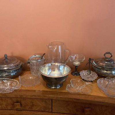 Glass & Silver Plate Service (11 Pieces)