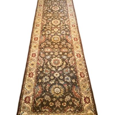 Large Hallway Runner Rug Lot 3: Olive Green/Red/Beige