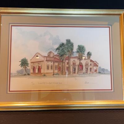 Artist Don Breeden: Southern Pacific Train Depot/Hand Water Colored  65/100