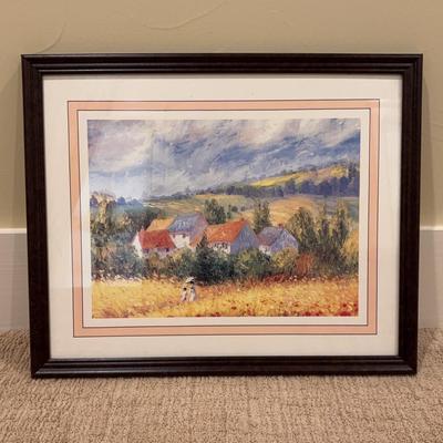 Framed  print depicting a rural landscape