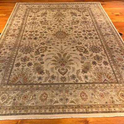 Vintage Peshawar Hand Knotted Beige Color Wool Rug with stylized floral motif