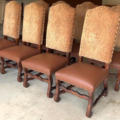 Set Of 8 Hayden Nail Head Trim Upholsteted Side Chairs