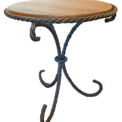 Lane Side Table- Wood With Twisted Metal Base