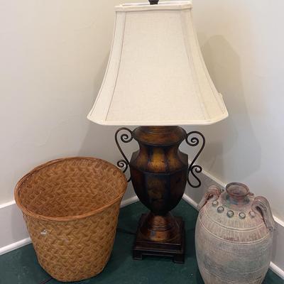Lamp, Vase And Basket