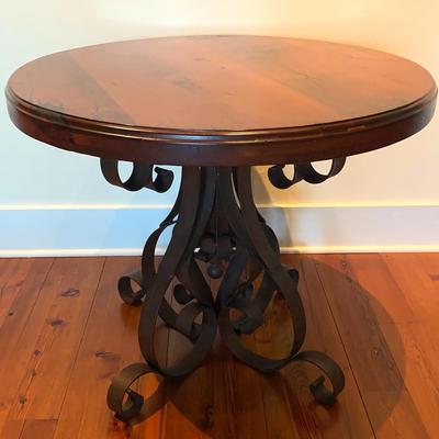 Foyer Table: Wood Top With Intricate Metal Base