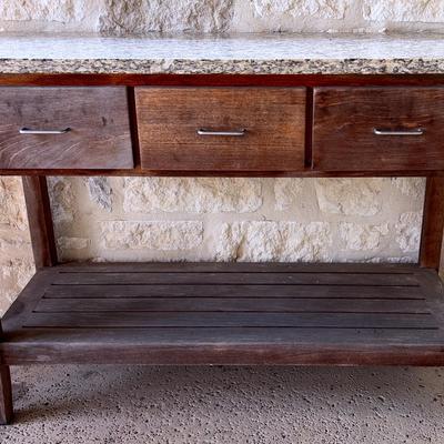 Granite Top Wooden Patio Table