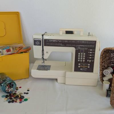 White Sewing Machine and Accessories 