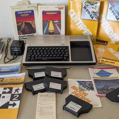 TI 99/4A Computer By Atari And Game Cartridges 