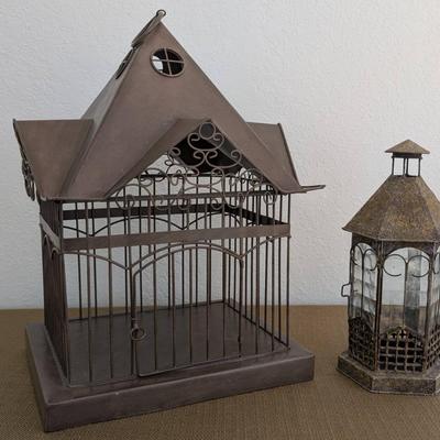 Metal Birdhouse and Lantern