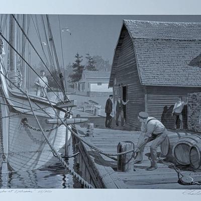 Charles Peterson Signed "Loading Lumber At Ephraim" Print