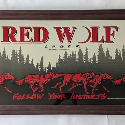 Red Wolf Lager Beer Mirror 