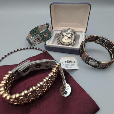 Cameo Brooch and Bracelets