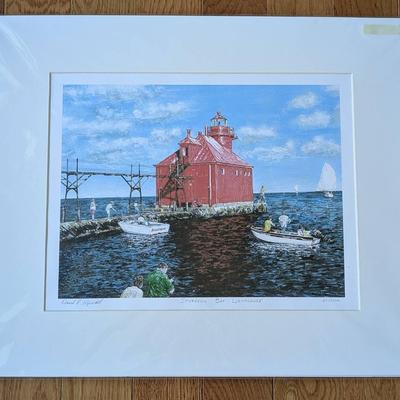 David Hipwell Signed "Sturgeon Bay Lighthouse" Print