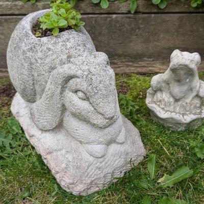 Rabbit and Frog Sculptures