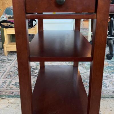 Side Table With Two Shelves And One Drawer