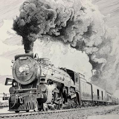 Ray Brown 1999 Steam Locomotive No. 2811 – Black & White Railroad Art Print, Framed