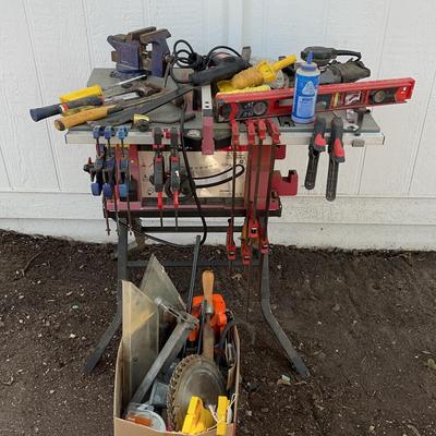 Table Saw, Tools and Mystery Box of Woodworking Tools