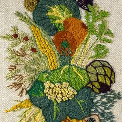 Vegetable Medley Framed Needlepoint Piece