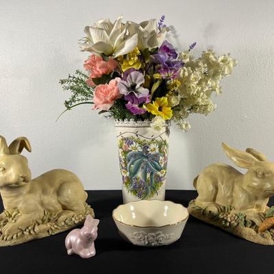 Bunnies, Flowers, And A Lenox Porcelain Bowl