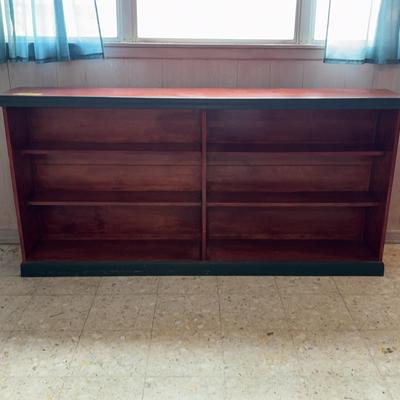 Wood Bookshelf w/Dark Green Paint Trim