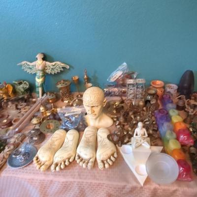 Assorted Candle Holders, Incense Accessories, Chimes, Statuary & More