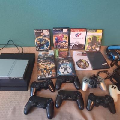 Sony PS2, PS4, Controllers, Headphone & Games