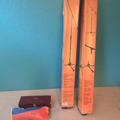 Vintage Shure 625 Slendyne Microphone & 2 Pro line Telescopic Boom Mic Stands