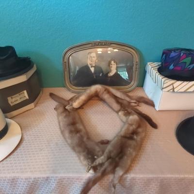 Collection Of Vintage Hats, Mink Stole & More