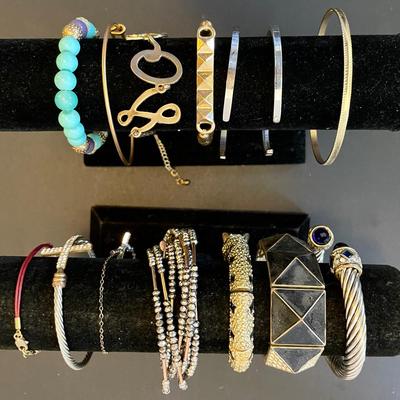 Lot of 14 Bracelets – Includes Bangles, Crosses & More
