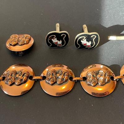 Theater-Inspired Jewelry Lot – Comedy & Tragedy Masks, Bracelet, Earrings, Cuff Links & Pin
