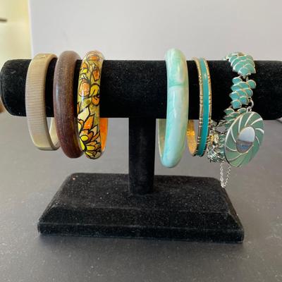 6 Vintage Bracelets in rich blue and earthy brown tones