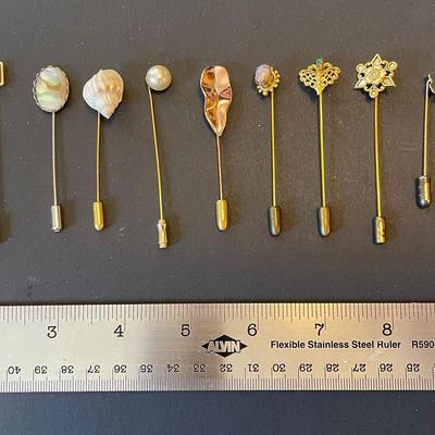 Lot of 15 Vintage Stick Pins – Unique Variety!