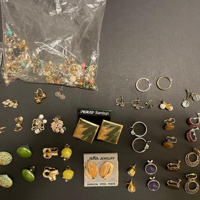 Large Grab Bag of Vintage Earrings – Pierced & Clip-On Earrings Included! 