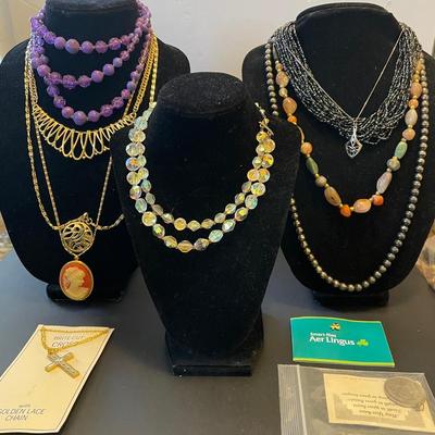 Lot of 9 Vintage Necklaces – Includes Crosses & Pendants