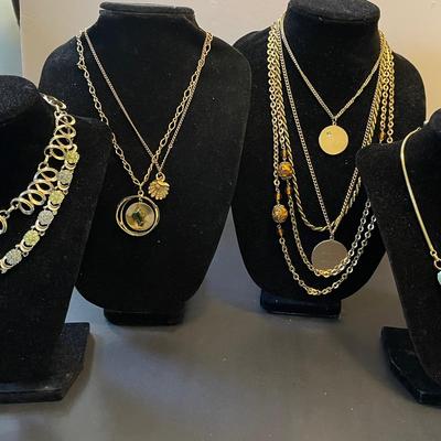 Lot of 9 Vintage Gold Tone Costume Jewelry Necklaces – Timeless Style & Unique Designs