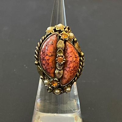 Bold & Funky Vintage Orange Adjustable Ring