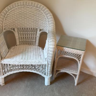 Wicker Chair And Side Table