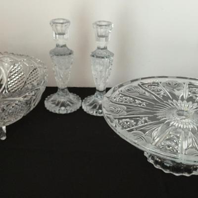 Glass Serving Pieces With Flower