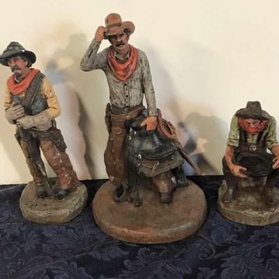 Three Michael Gorman Productions Sculptures Hand Painted And Signed