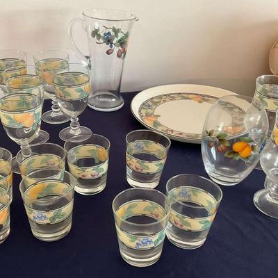 Lot Of Mikasa Intaglio Garden Harvest Beverage Service 