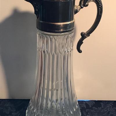 Vintage Rib Glass Pitcher With Ice Insert