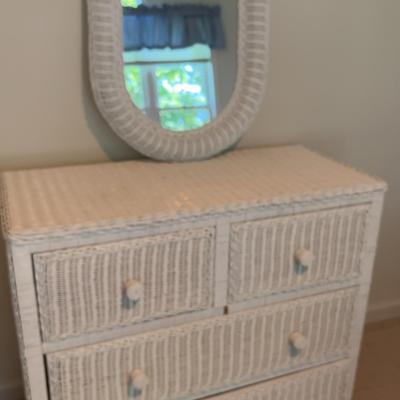 Wicker Chest With Mirror