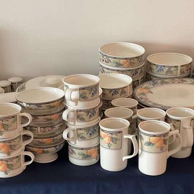 Large Lot Of Mikasa Intaglio Garden Harvest Dinnerware