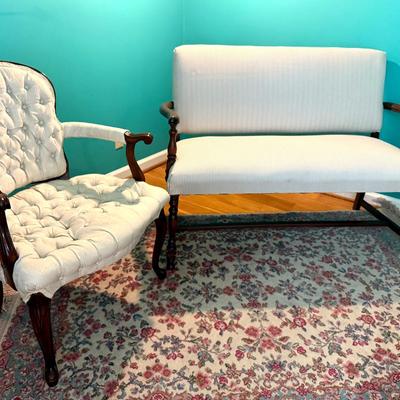 Settee chair and rug