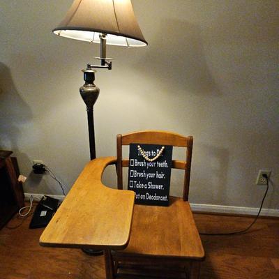 Sale Photo Thumbnail #131: Wooden Kids Desk Chair And Floor Lamp 
