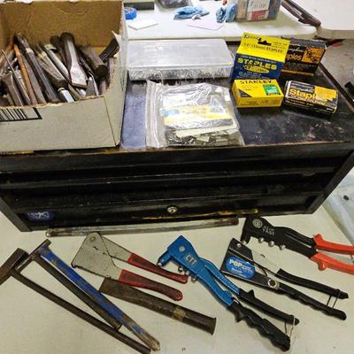 Sale Photo Thumbnail #46: Metal Tool Box And Assorted Tools 